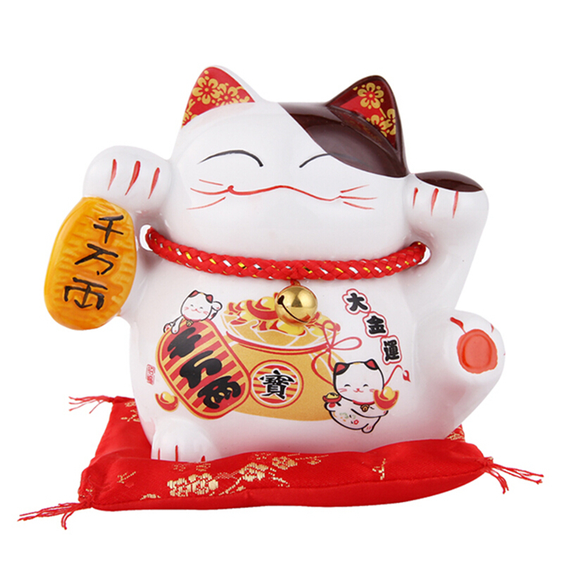 创意陶瓷财猫摆件招财猫储蓄罐家居摆件礼品存钱罐办公
