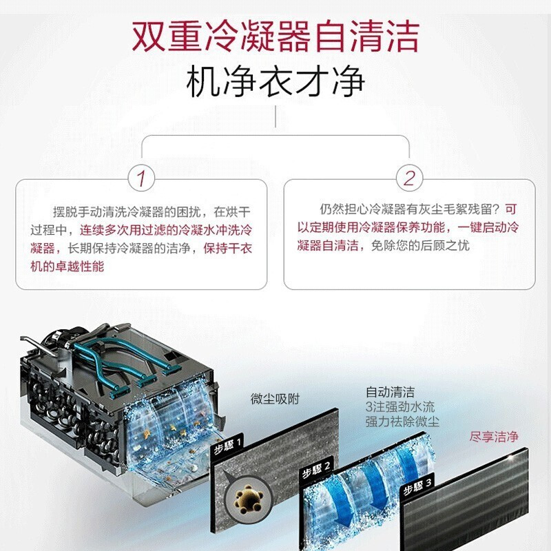 LG韩国原装进口 RH10V9PV2W 10Kg大容量双变频热泵干衣机 珍珠型内筒设计 被褥护理 30分快烘 钛空银色高清大图