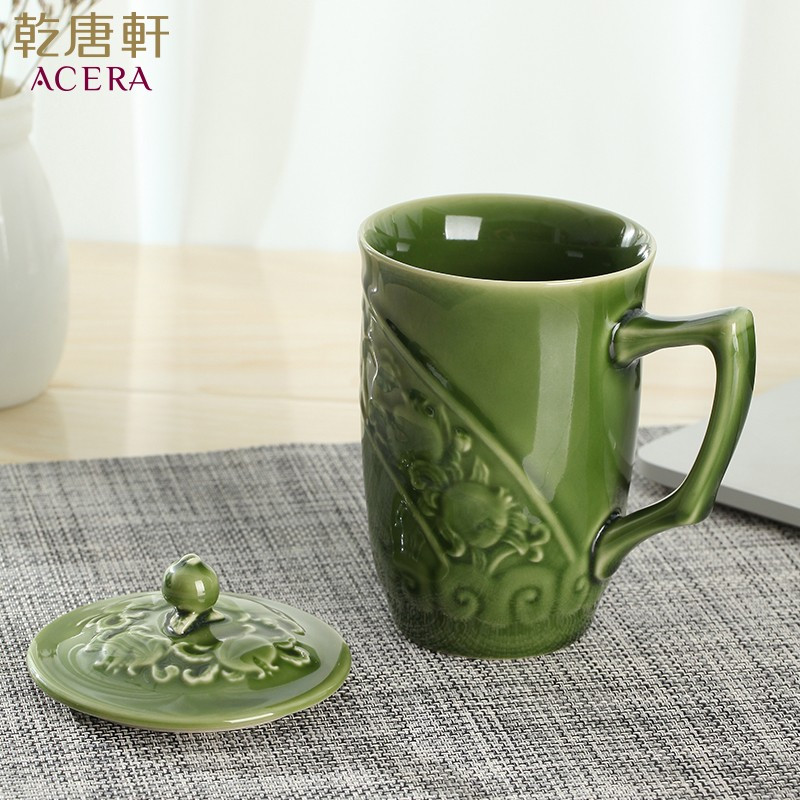 乾唐軒 活瓷杯石榴高杯茶杯 杯子水杯陶瓷杯活瓷杯450ml