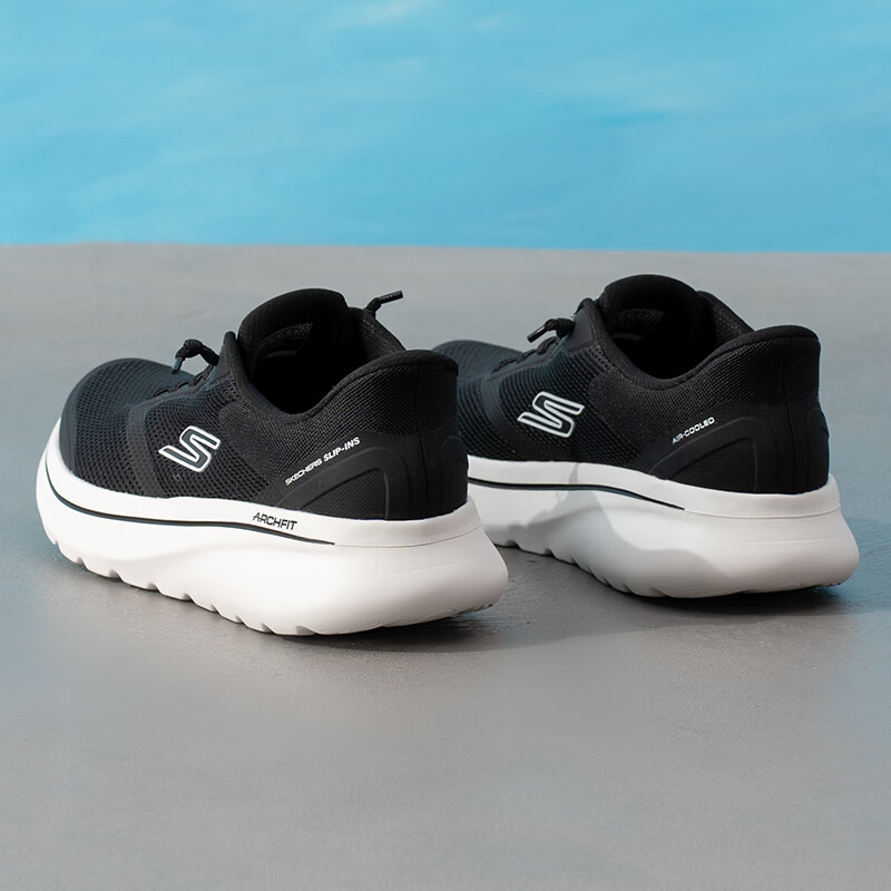 斯凯奇（Skechers）男鞋新款运动鞋网面透气轻便缓震健身训练跑步鞋217084-BKW ZP高清大图