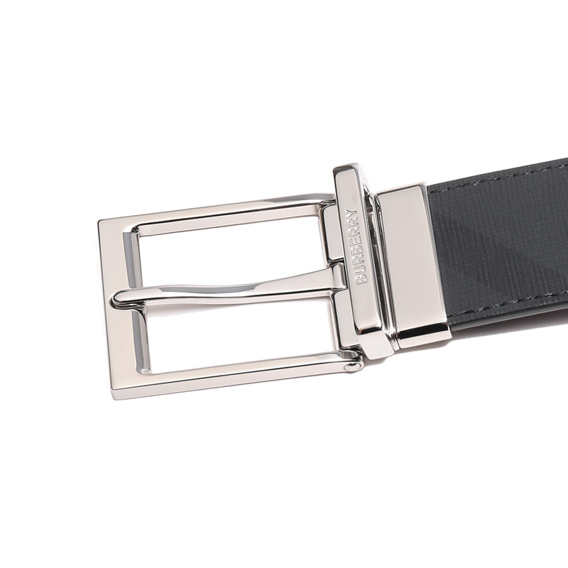 博柏利burberry男款银色针扣不可裁剪双面皮带腰带8064959