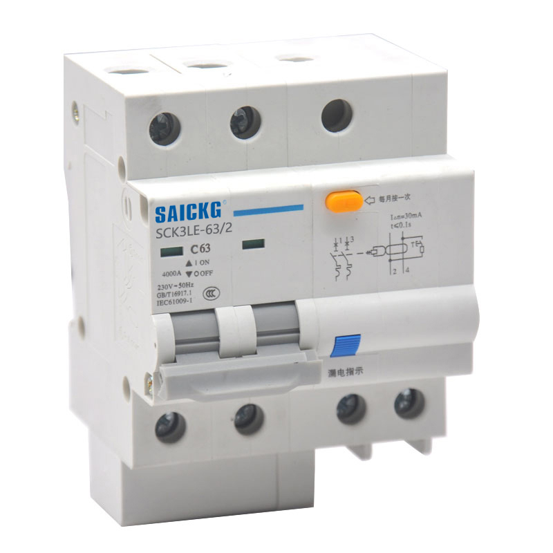 赛驰科技(SAICKG) SCK3LE-63/2 2P C63 低压漏保空气开关 (单位台) 灰白