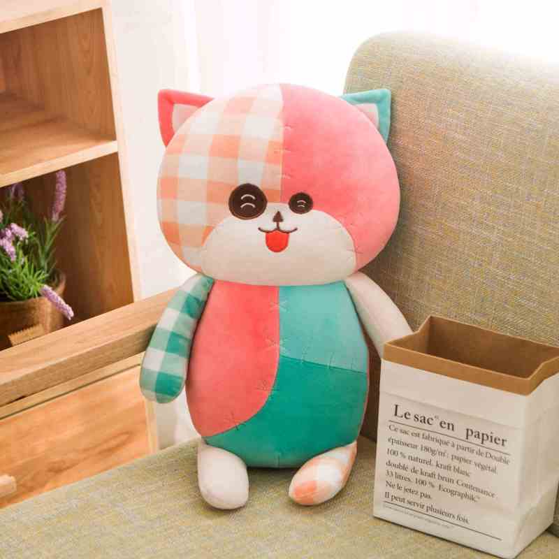 波巧毛绒可爱动物公仔抱枕羽绒棉补丁猫玩偶25cm/35cm/55cm