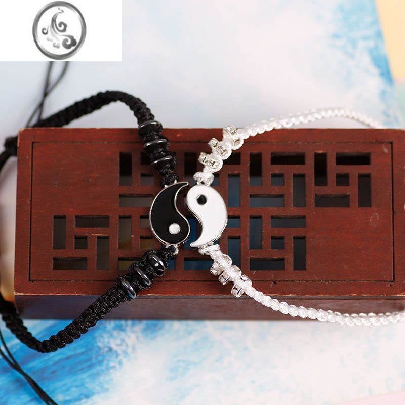 JiMi新款中国风复古手工太极阴阳龙手链一对男女学生情侣编织手环礼物图片