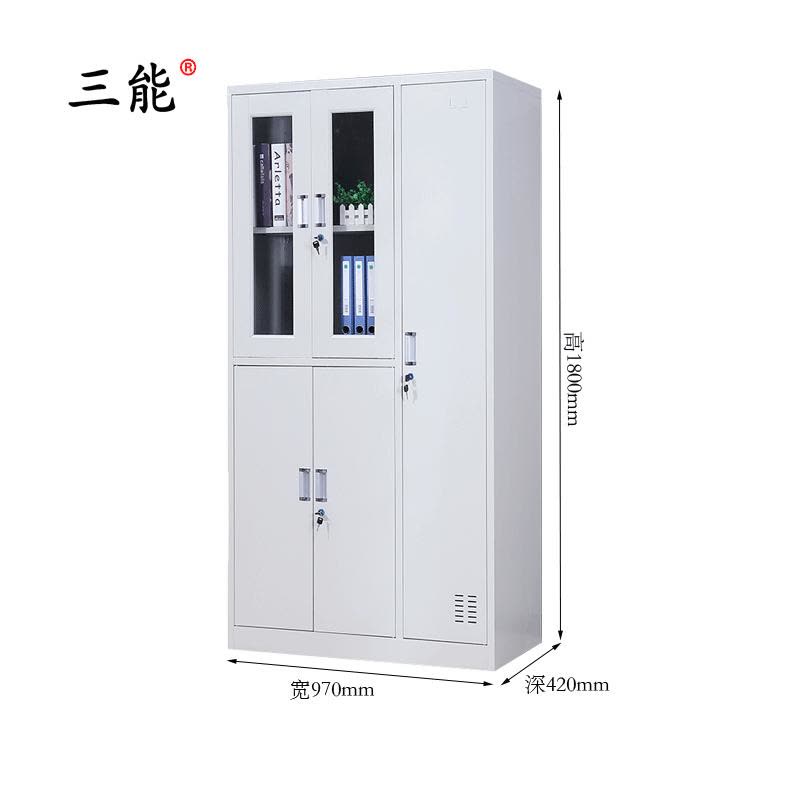 三能 (SAN NENG)加厚铁皮更衣柜 宿舍更衣柜 员工更衣柜 带锁储物柜 其他金属更衣柜 灰白图片