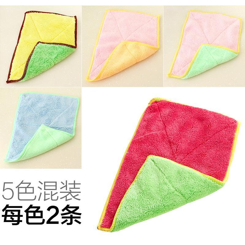 加厚吸水抹布10条装不沾油清洁布洗碗巾厨房不毛擦碗毛巾洗碗布