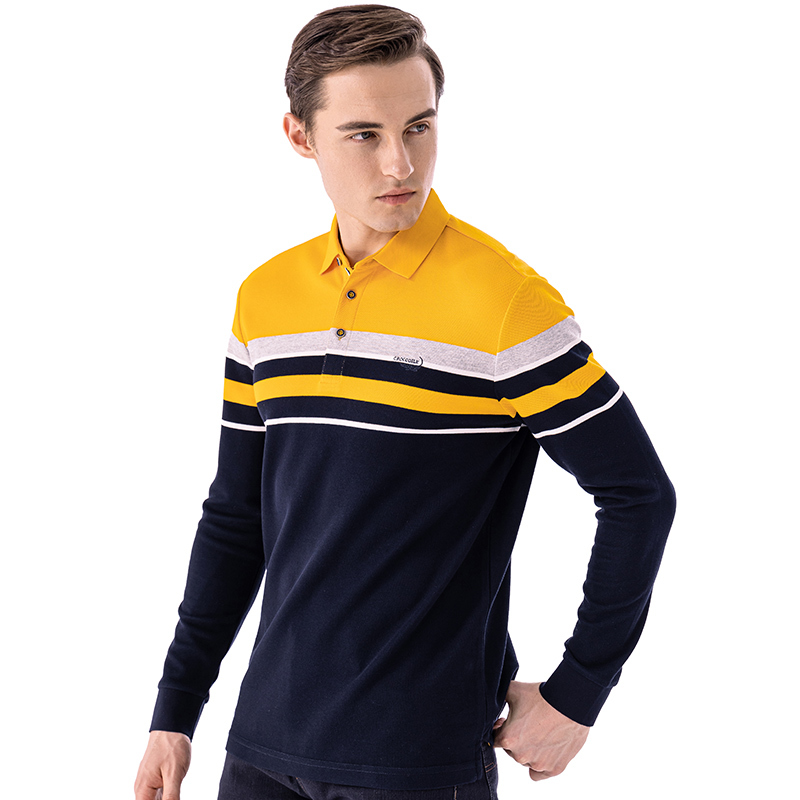 鳄鱼恤crocodile男装秋季新品简约时尚条纹翻领长袖polo衫顺丰发货ba