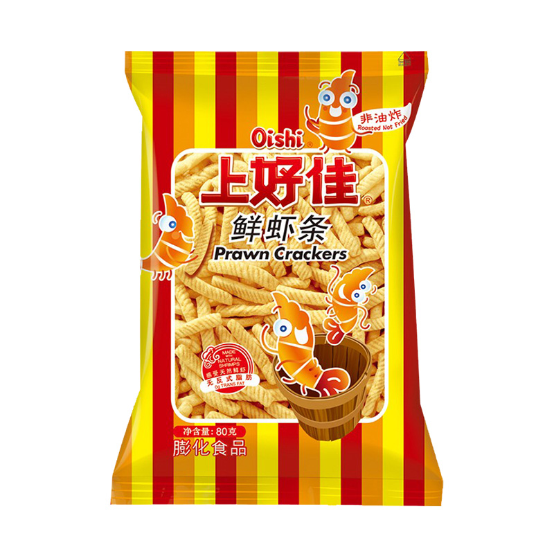 上好佳鲜虾条80g*3包膨化休闲零食儿童怀旧食品小吃