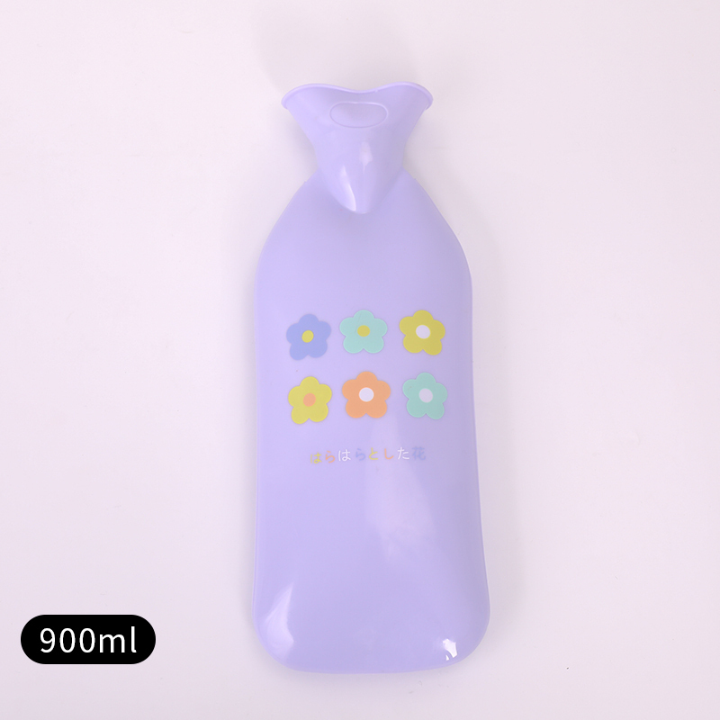 家柏饰(CORATED)热水袋毛绒注水暖水袋女敷肚子学生便携式防爆灌水暖手宝 金色小花紫色900ml