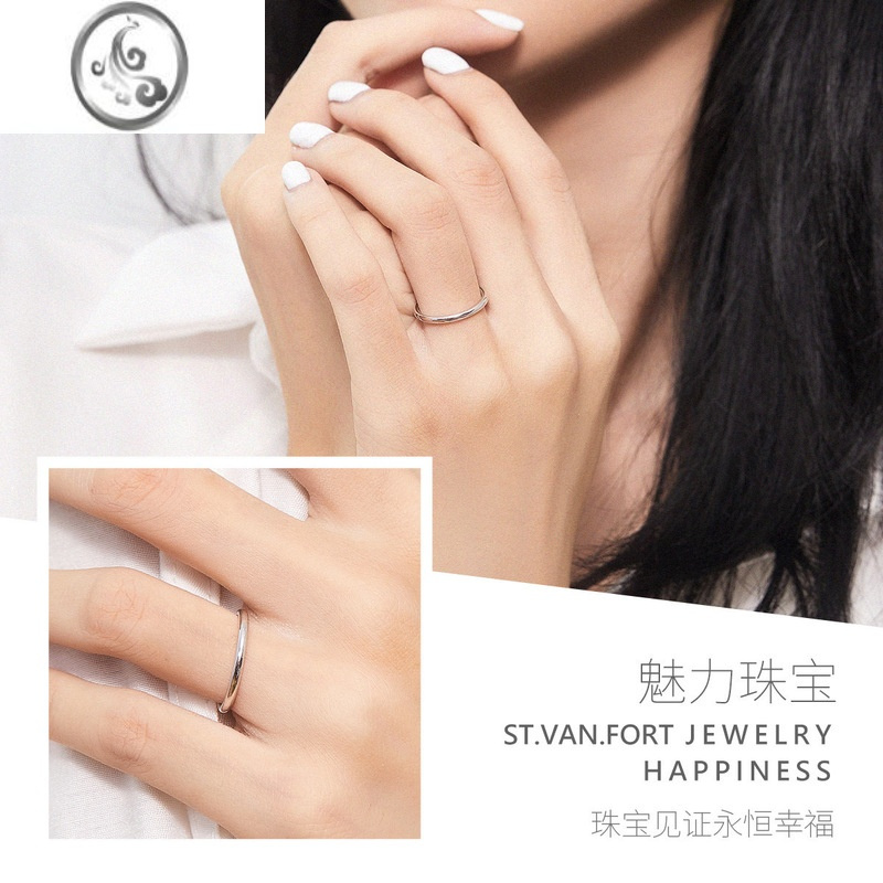 JiMi银银戒指女999足银素圈尾戒小众设计日式轻奢时尚精致感情侣指环