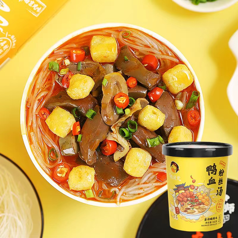 鸭状元鸭血粉丝汤金汤酸辣味182g/碗*6高清大图