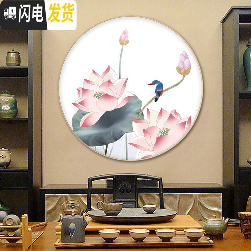 三维工匠十字绣客厅小幅2019新款线绣家用刺绣清新自然风小件卧室 (荷韵3)50*50cm棉线满绣4股绣高清大图