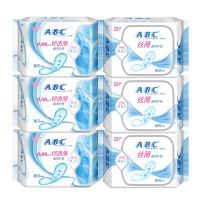 abc 卫生护垫 163mm*6包132片套装组合 超透气 轻透薄 KMS清凉舒适 丝薄棉柔 量少普通型搭配 姨妈护垫