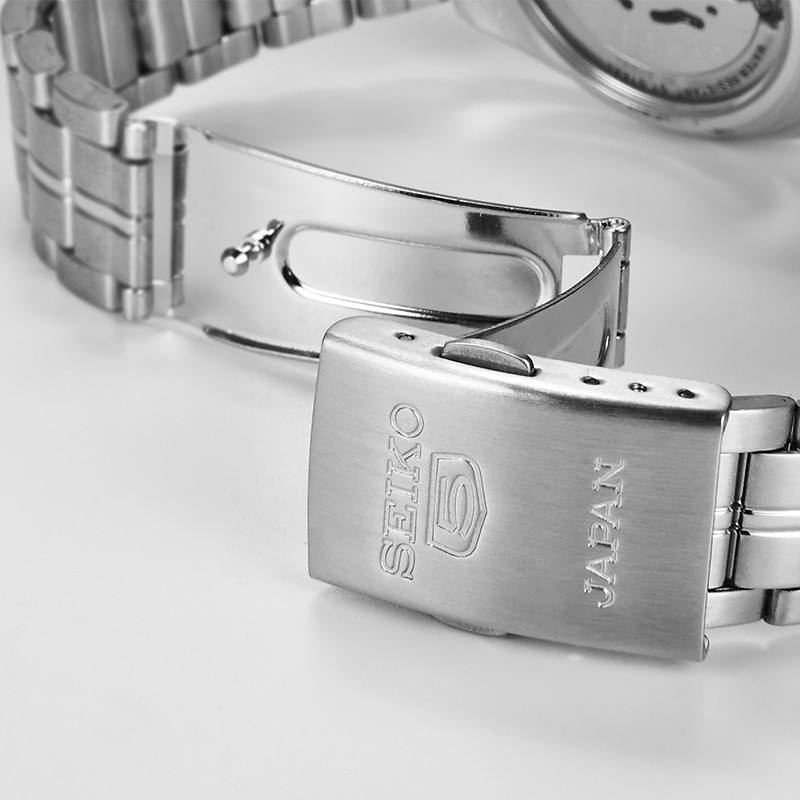 精工(SEIKO)手表 精工5号系列智慧夜光防水商务不锈钢带自动上链机械男表黑色 SNK567J1
