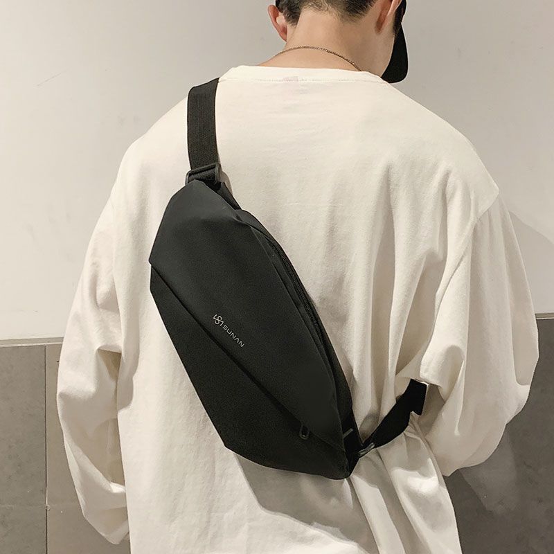 潮牌日系胸包男士ins简约单肩包腰包背包小挎包女帆布学生斜挎包高清大图