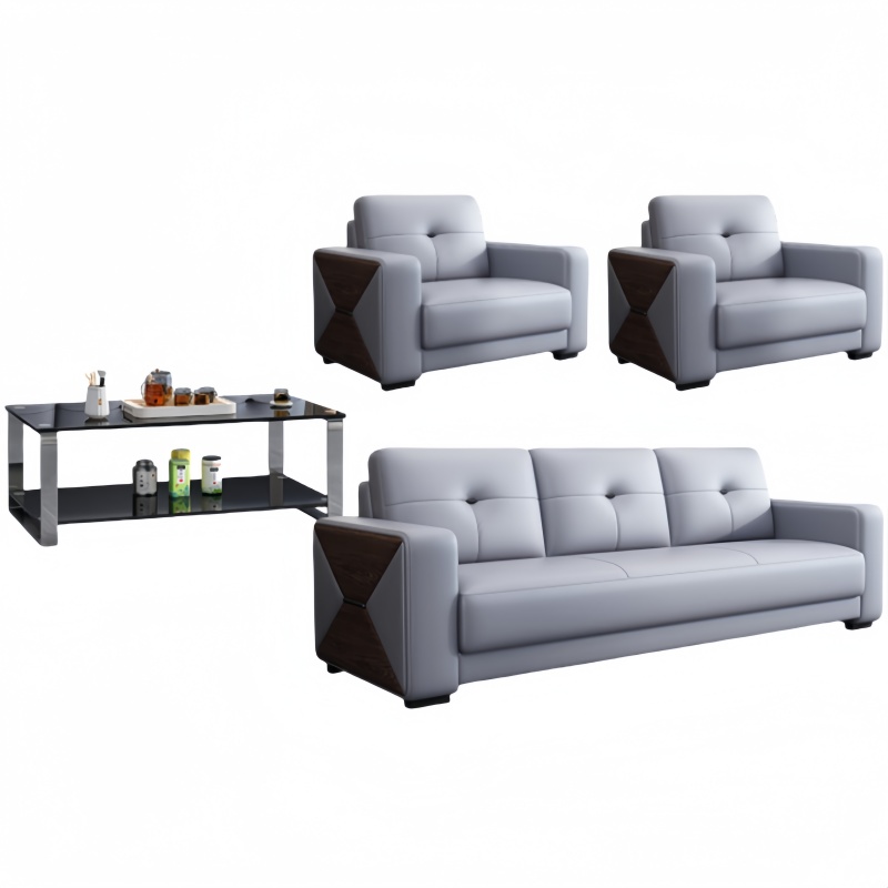 悦兴诚洽谈沙发组合200*85*92cm(1+1+3+长茶几)套高清大图