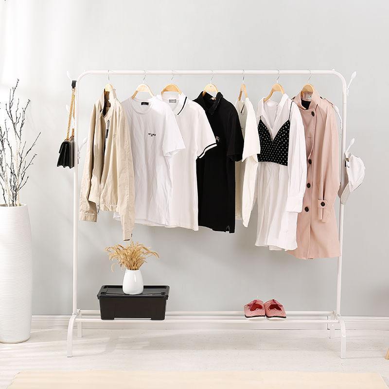 衣服架多功能卧室挂放衣服的架子挂衣架室内凉衣架家用落地大衣架 升级款(白色)长:105cm图片