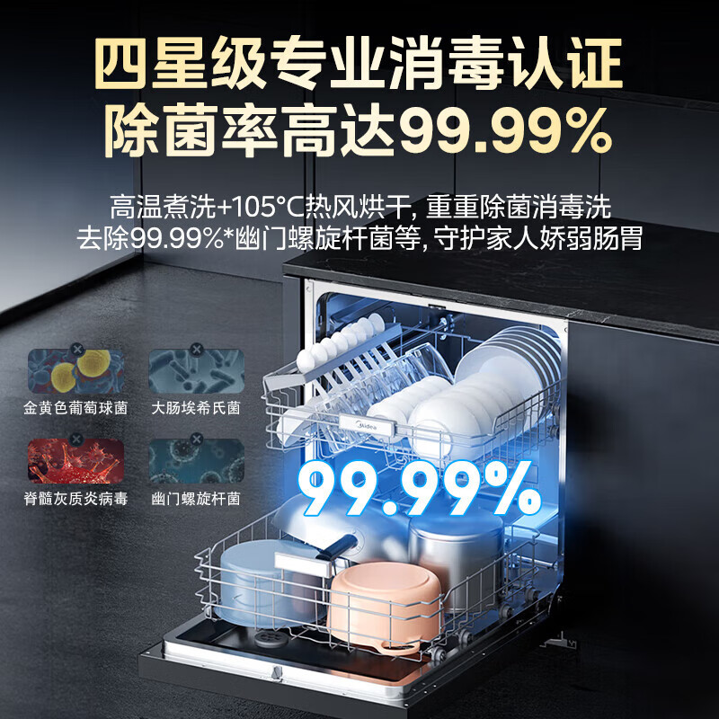 美的(Midea)万向星河X6洗碗机嵌入式14套 105℃热风烘干 四星消毒 一级水效变频万向全腔洗消一体机高清大图