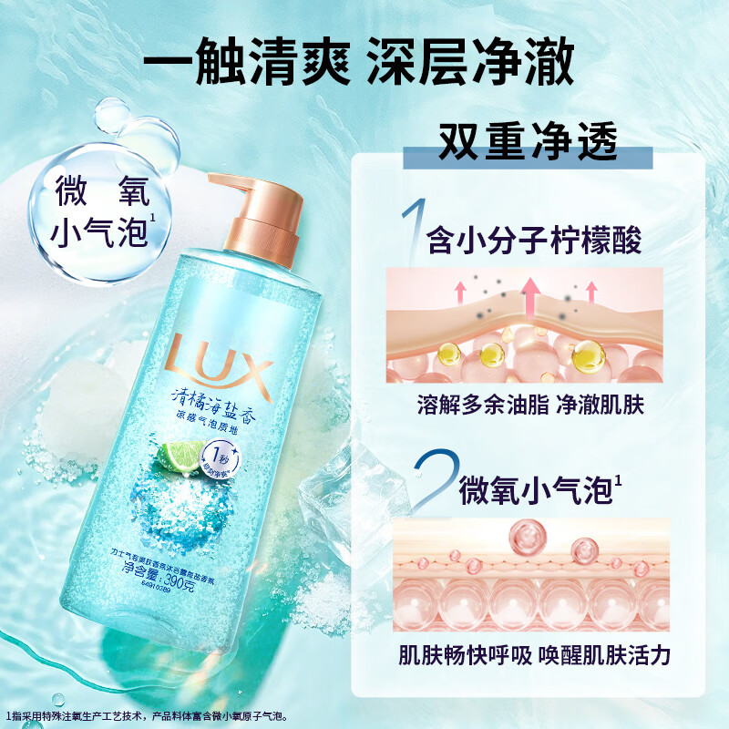 力士(LUX)海盐沐浴露男士持久留香清爽水润香体气泡爽肤690g田曦薇同款高清大图