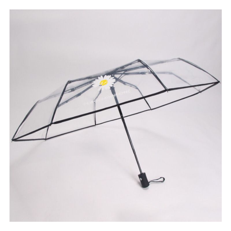 鱼丸 伞韩国透明长柄雨伞折叠ins小清新三折自动自晴雨伞