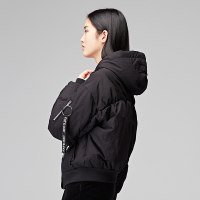 sdeer圣迪奥2018冬装抽绳字母印花连帽常规款加厚羽绒服女Y17482401