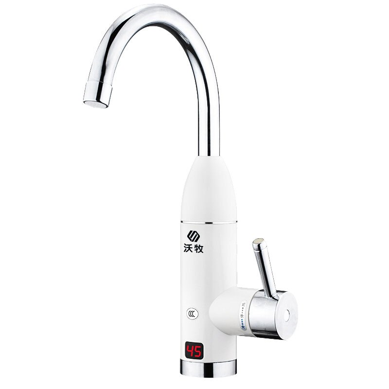 沃牧 WM-001-D2 电热水龙头下进水白色带漏保竖款
