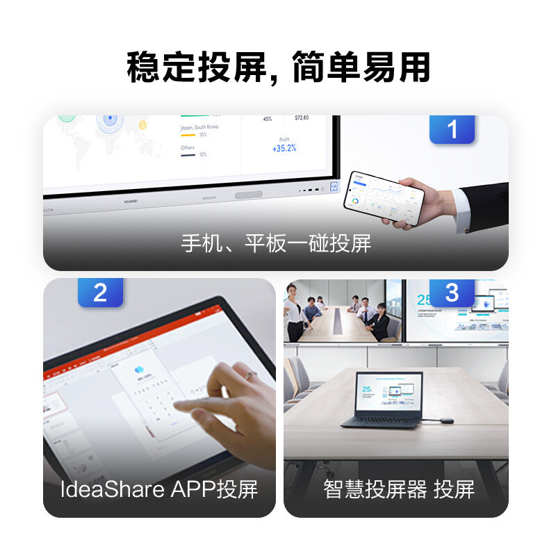 华为IdeaHub Board2 智能协作视频会议平板一体机教育培训电子白板大屏 65英寸安卓9.0+移动支架+传屏器