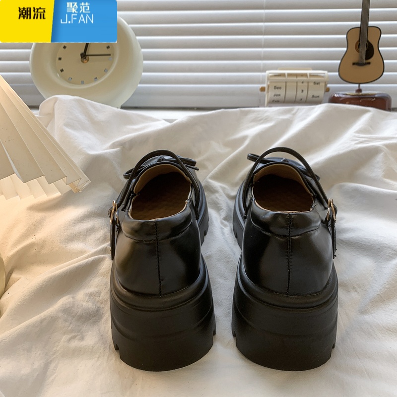 聚范棕色复古英伦风厚底小皮鞋女2024秋季新款日系jk配裙子玛丽珍单鞋高清大图