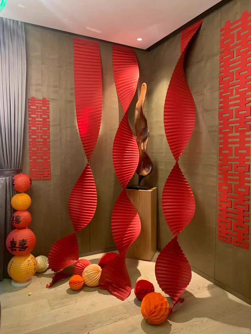 瓦楞纸婚房布置婚礼道具折叠波浪折纸喜庆装饰-30*300CM(2条装)高清大图