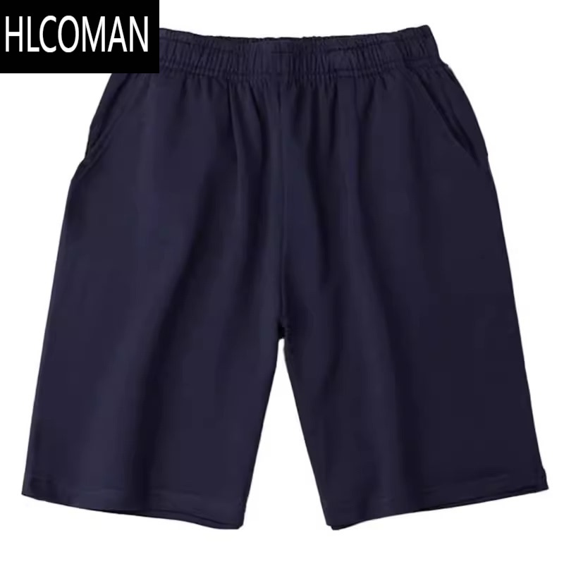 HLCOMAN夏季校服裤子一条杠藏蓝色五分裤白边男女中小学生短裤双杠运动裤
