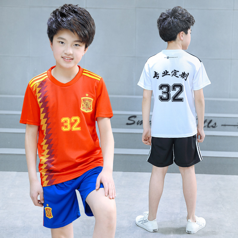 足球服运动套装印logo印号 2018年新款童装印字印号球服套装包邮