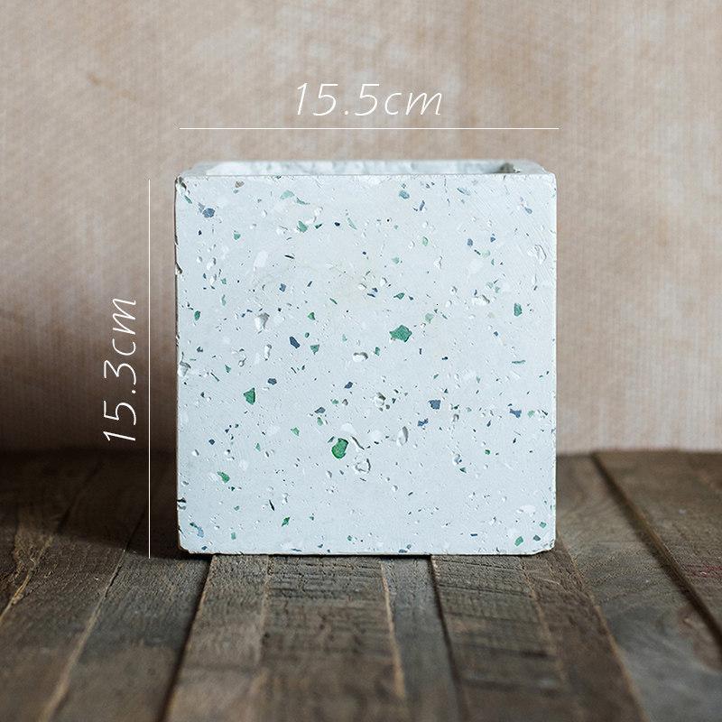 家柏饰(CORATED)水磨石混凝土 花盆花器 几何形体自由组合 创意设计艺术 B(底无孔,需打孔请备注) 大
