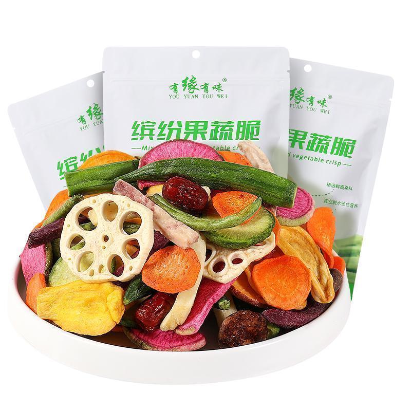 有缘有味缤纷果蔬脆250g*3袋休闲零食蔬菜干果蔬混合装儿童休闲香菇脆秋葵脆什锦水果干脆片高清大图