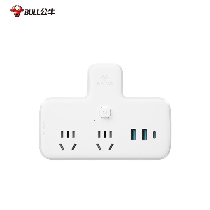 公牛(bull)GN-96021Q30一转五总控开关[带30W快充]转换插头插座面板多孔转接头多功能插排扩展插座转换器