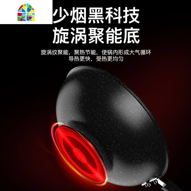 平底锅不粘锅炒锅炉具电磁炉专用大号煎炒两用盖30cm FENGHOU 30cm麦饭石加厚单锅有盖无赠品高清大图