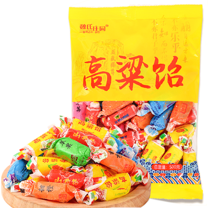 魏氏庄园 高粱饴500g/袋 软糖拉丝糖老式网红糖果怀旧混合口味包装