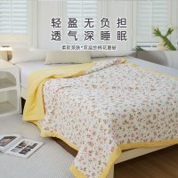 黄色碎花双层纱成人款夏被