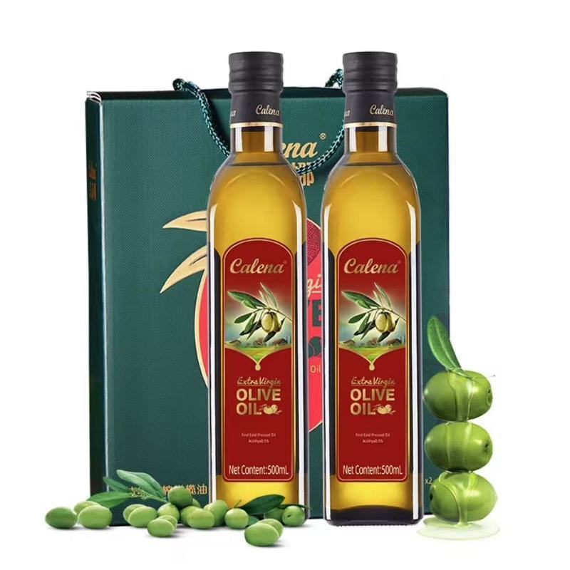 克莉娜 特级初榨橄榄油 西班牙进口健身低脂凉拌炒菜食用油高多酚抗老化 500ml*2礼盒装