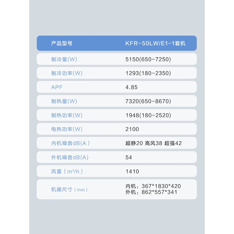 海尔空调(Haier)2匹 变频新1级能效 强冷强热 家用空调柜机KFR-50LW/E1-1套机