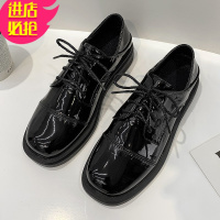 金三志大码女鞋41-43脚肥宽厚40春秋百搭黑色小皮鞋方头平底单鞋42学生休闲鞋