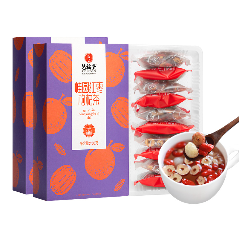 艺福堂花茶组合女泡水喝八宝水果茶搭玫瑰花柠檬片红枣桂圆枸杞茶150g