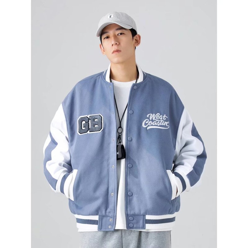满速春秋季棒球服夹克男韩版字母拼色港风百搭休闲宽松情侣装外套视频