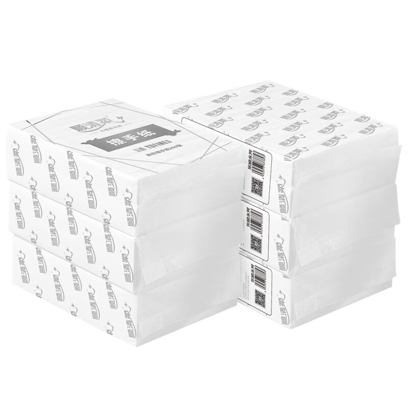 顺清柔擦手纸1层200抽*20包 压花商用抽取式吸水吸油干手纸整箱销售高清大图