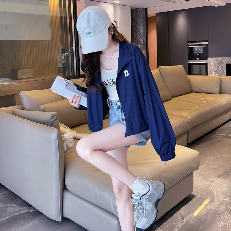 唐狮薄外套女夏季韩版宽松透气翻领短款开衫时尚百搭