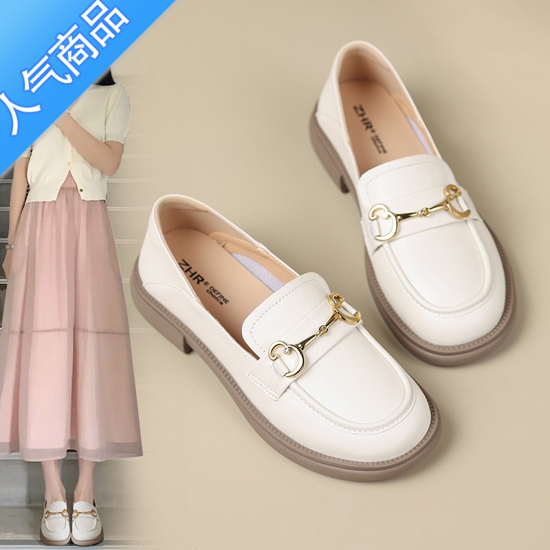 SUNTEK乐福鞋女软底单鞋2023年夏季新款凉鞋低跟女鞋英伦风皮鞋高清大图