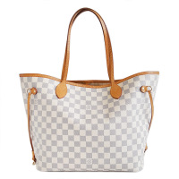 [正品二手95新]路易威登(LV)Neverfull N41361 女士 中号 白色 棋盘格 购物袋 帆布 子母袋 票据