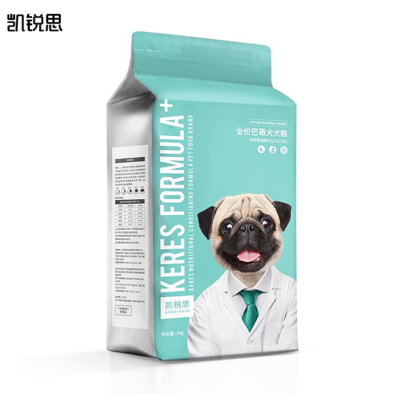 凯锐思巴哥狗粮八哥犬幼犬成犬专用巴哥犬狗粮小型犬靓毛2kg4斤