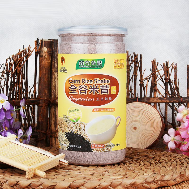 南农食品 全谷米昔中老年人米糊 燕麦片玉米小麦荞麦黑豆黑米黄米高粱薏仁营养代餐早餐谷物454g/罐无添加蔗糖