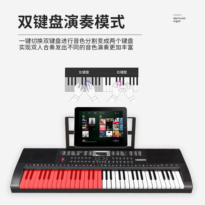 莫森(MOSEN)BD-665 61键多功能电子琴 初学者成年儿童入门钢琴键 儿童教学专用 支持pad