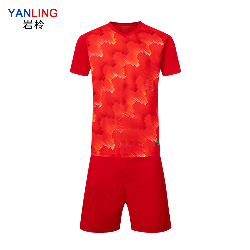 岩柃足球服套装ZQ24401 M 红色